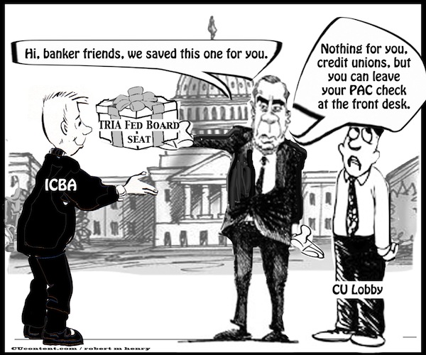 lobbying credit unions PAC editorial cartoon 